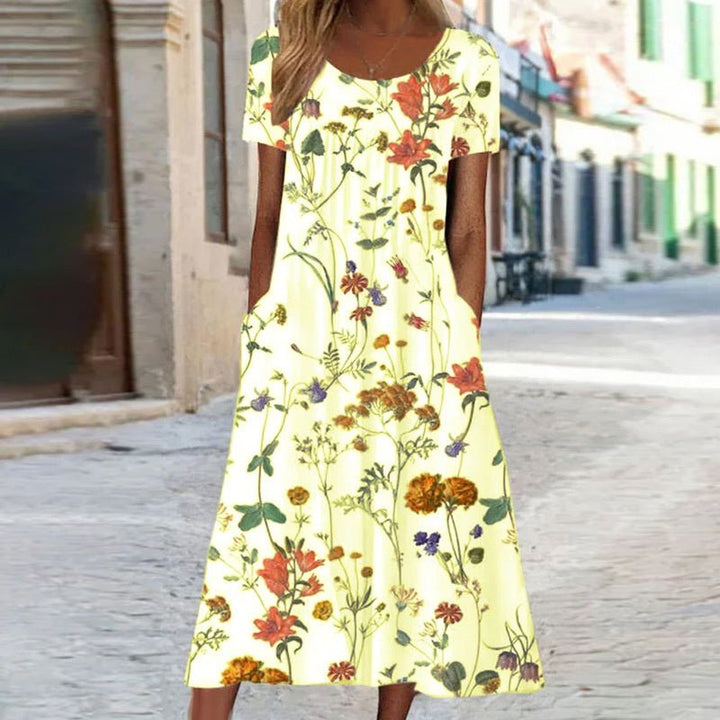 Florale Anmut | Boho-Kleid mit Bauch-Kaschier-Effekt