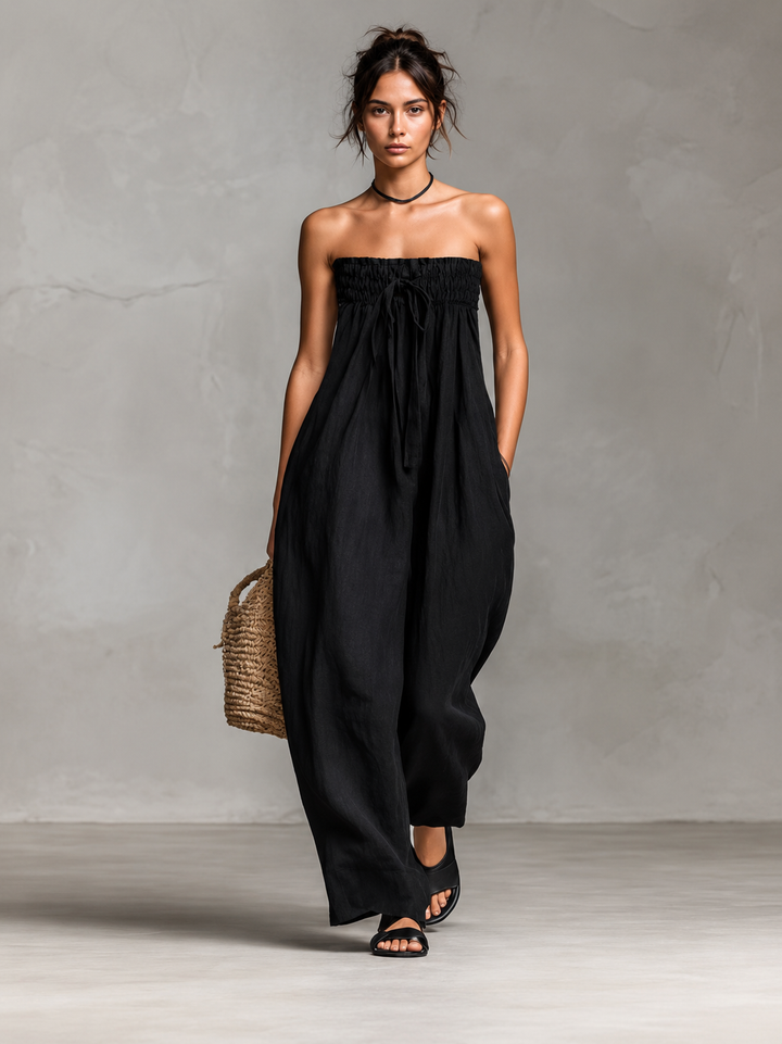 Nina Trägerloser Jumpsuit Schwarz