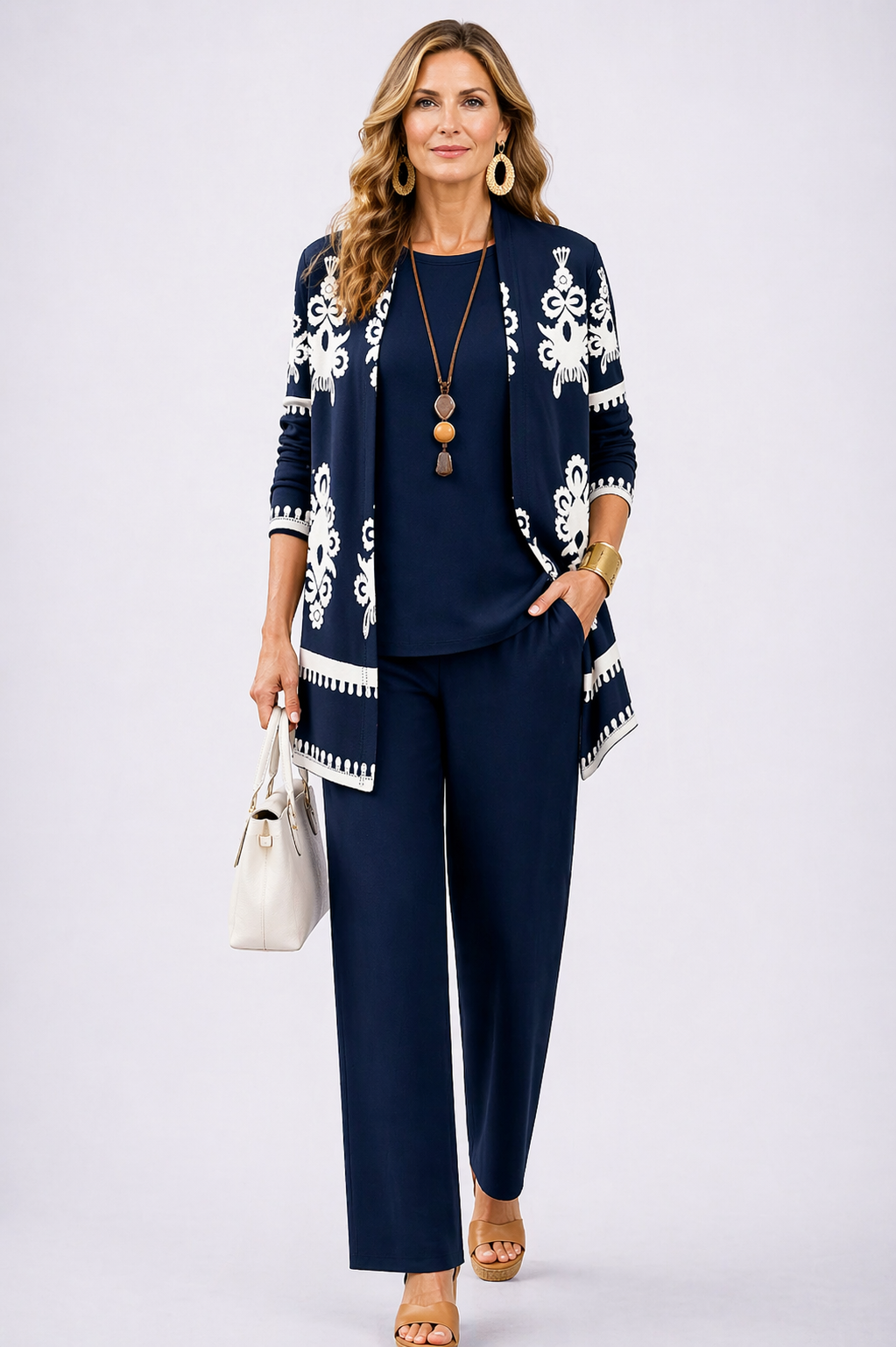 Grace dreiteiliges Set mit offenem Cardigan