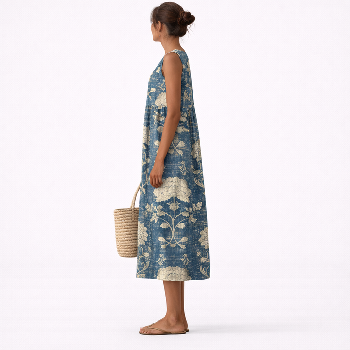 Alberte Maxikleid mit Blumenprint – Seitenansicht
