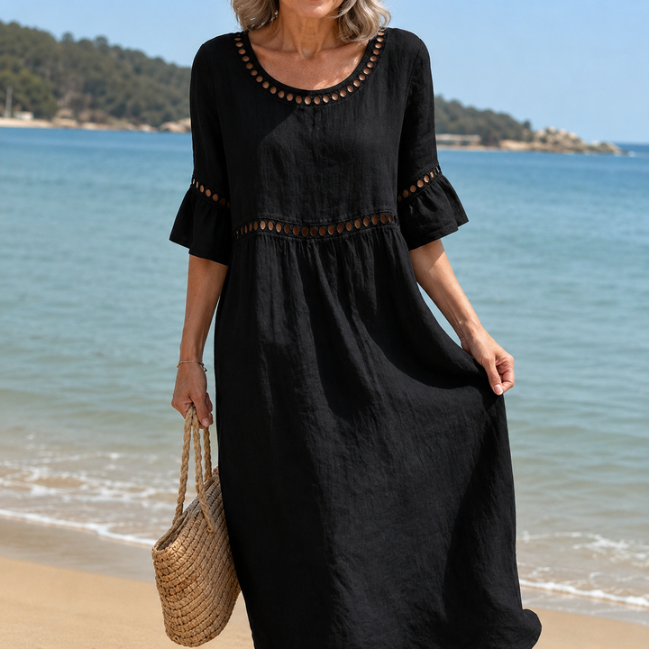 Helena Langes Leinenkleid in Schwarz