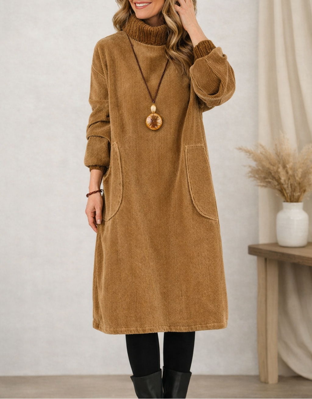 Jennyroll | Rollkragen-Midikleid