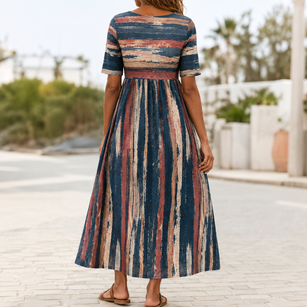 Holly gestreiftes Midikleid – Rückansicht