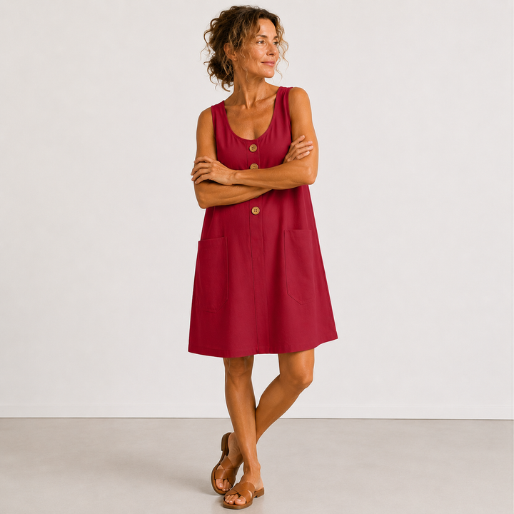 Emilia Ärmelloses Leinenkleid in Rot