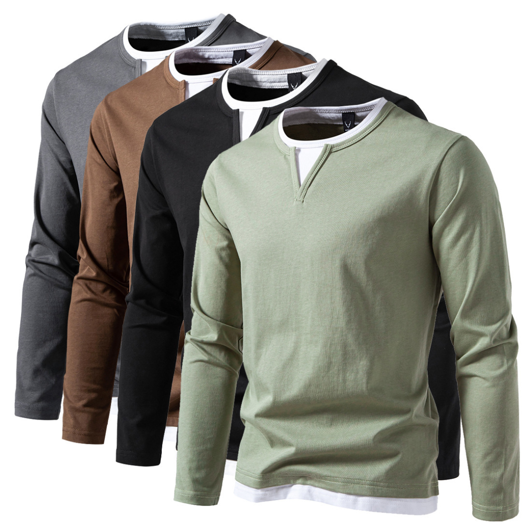 Henriklinie | Langarm-Baumwollshirt