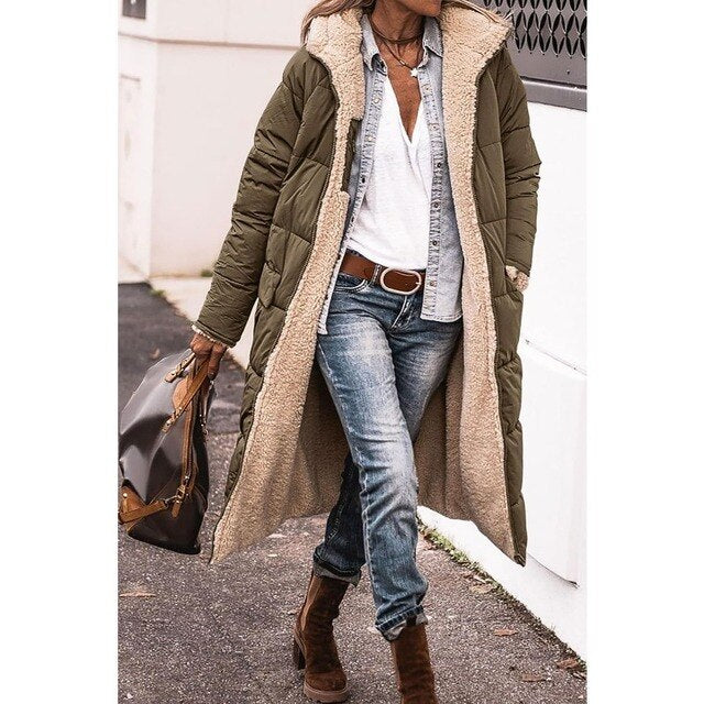 Wendewärme | Wendbare lange Steppjacke