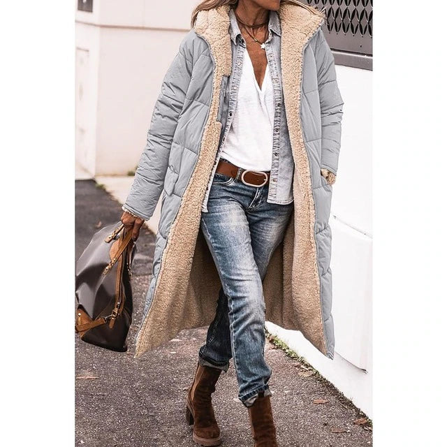 Wendewärme | Wendbare lange Steppjacke