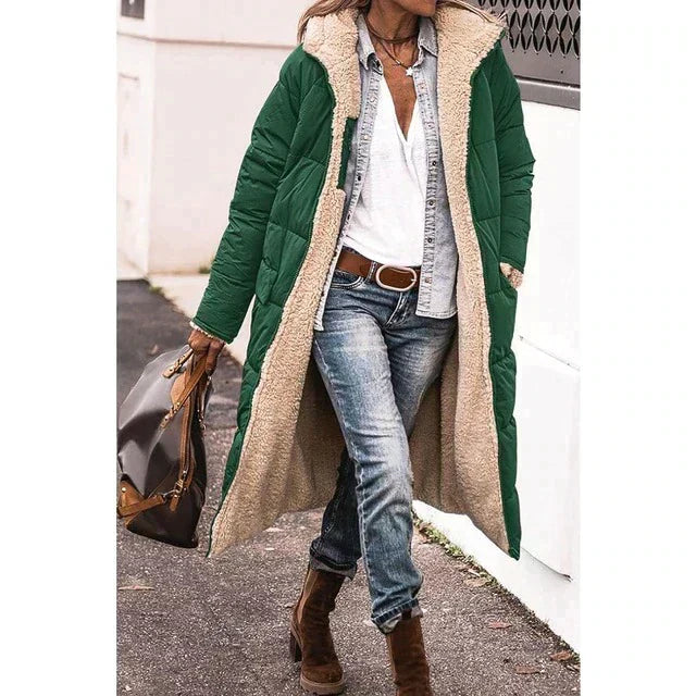 Wendewärme | Wendbare lange Steppjacke