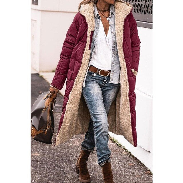 Wendewärme | Wendbare lange Steppjacke