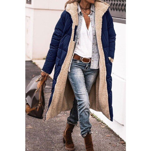 Wendewärme | Wendbare lange Steppjacke