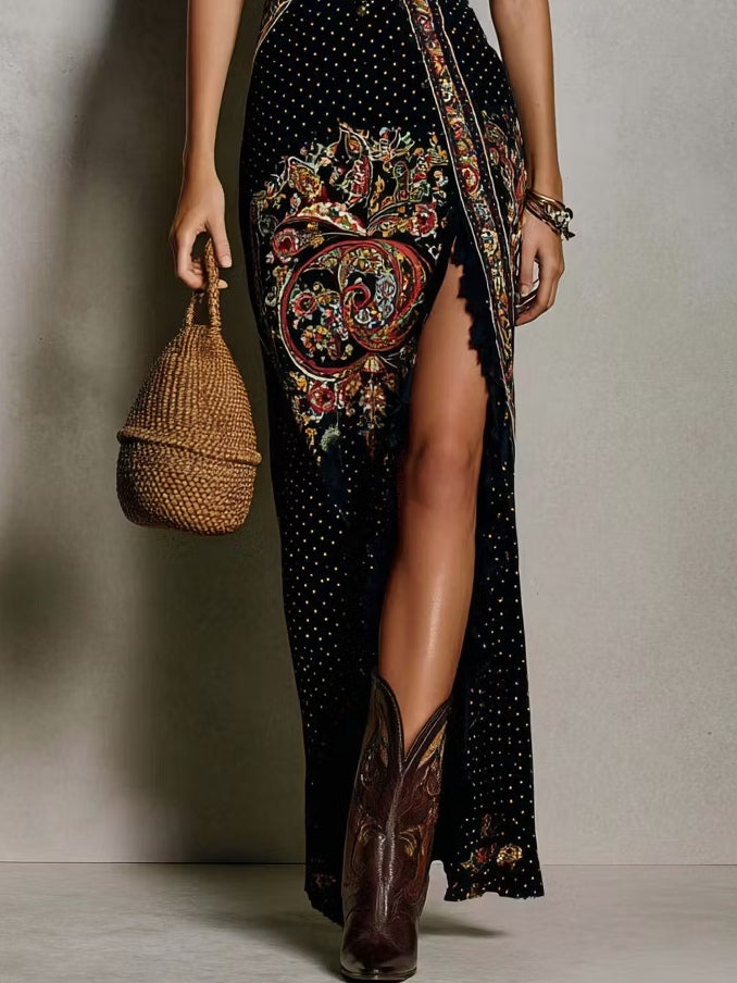 Cosima Maxikleid – Detailansicht Ornamentmuster