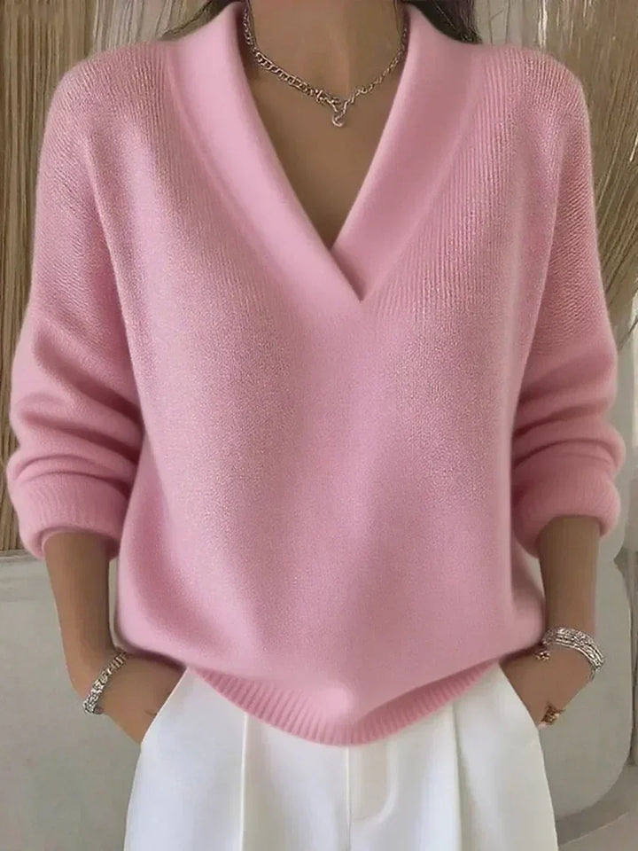 Vivelle Pullover mit tiefem V-Ausschnitt in Rosa