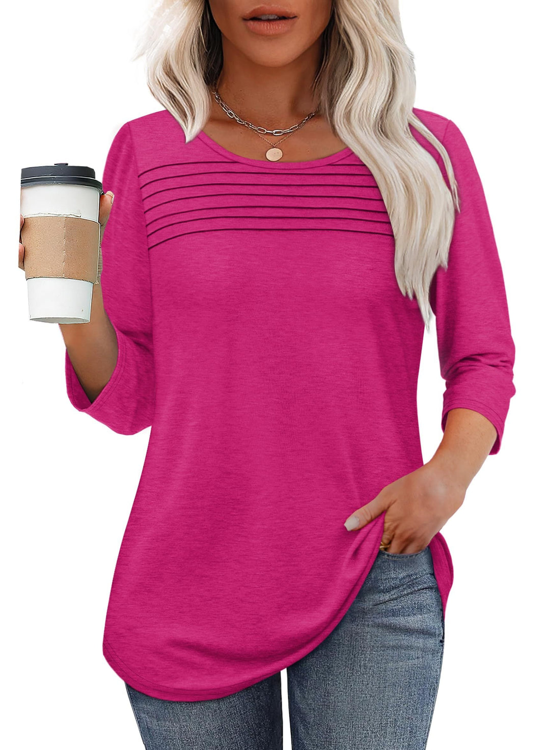 Faltenspiel | Elegantes 3/4-Arm Top