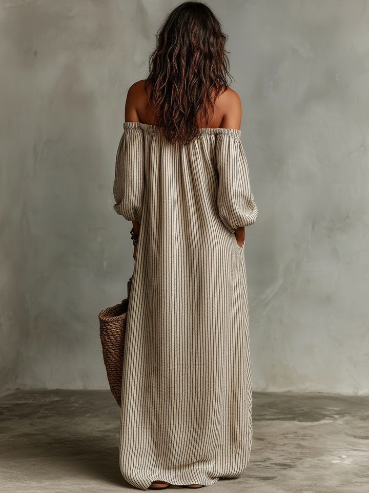 Carmen Off-Shoulder Maxikleid Gestreift