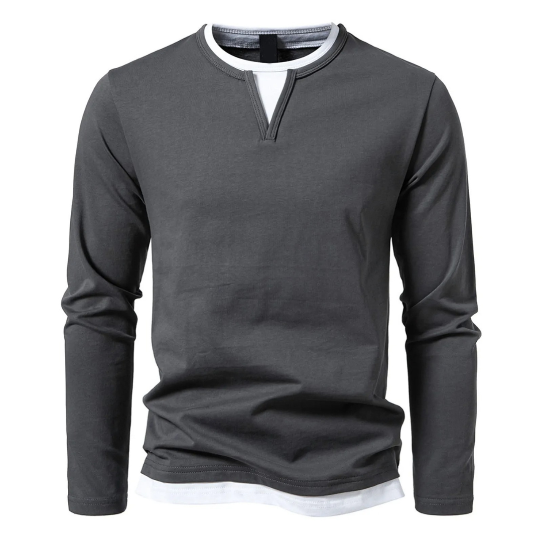 Henriklinie | Langarm-Baumwollshirt