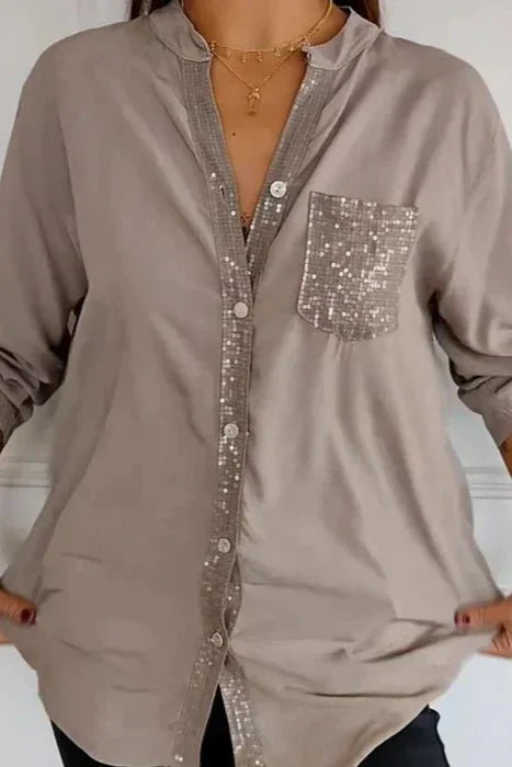 Glanzakzent | Top mit Pailletten-Detail