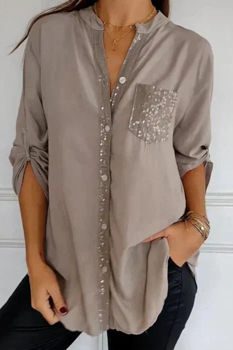 Glanzakzent | Top mit Pailletten-Detail