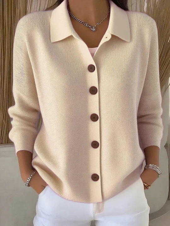 Josephine Cardigan mit Hemdkragen in Crème
