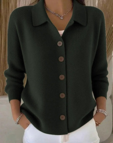 Josephine Cardigan mit Hemdkragen in Grün