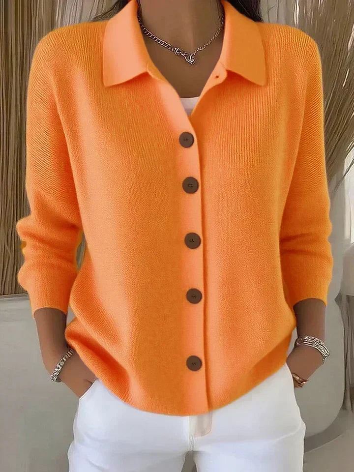Josephine Cardigan mit Hemdkragen in Orange