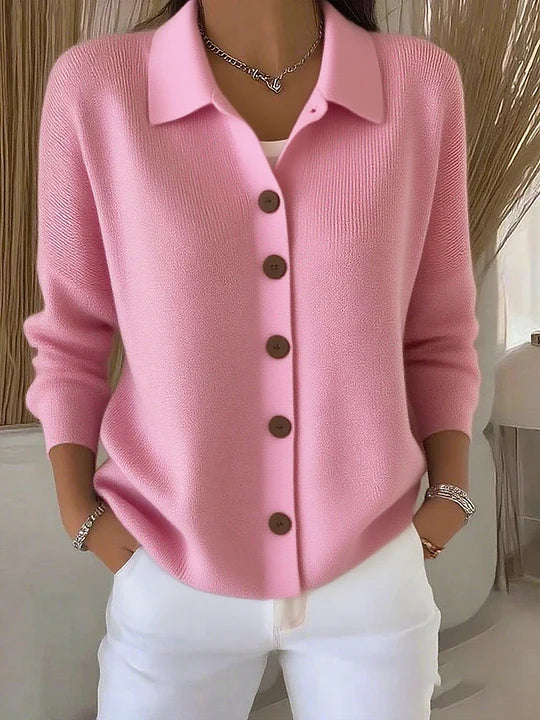 Josephine Cardigan mit Hemdkragen in Rosa