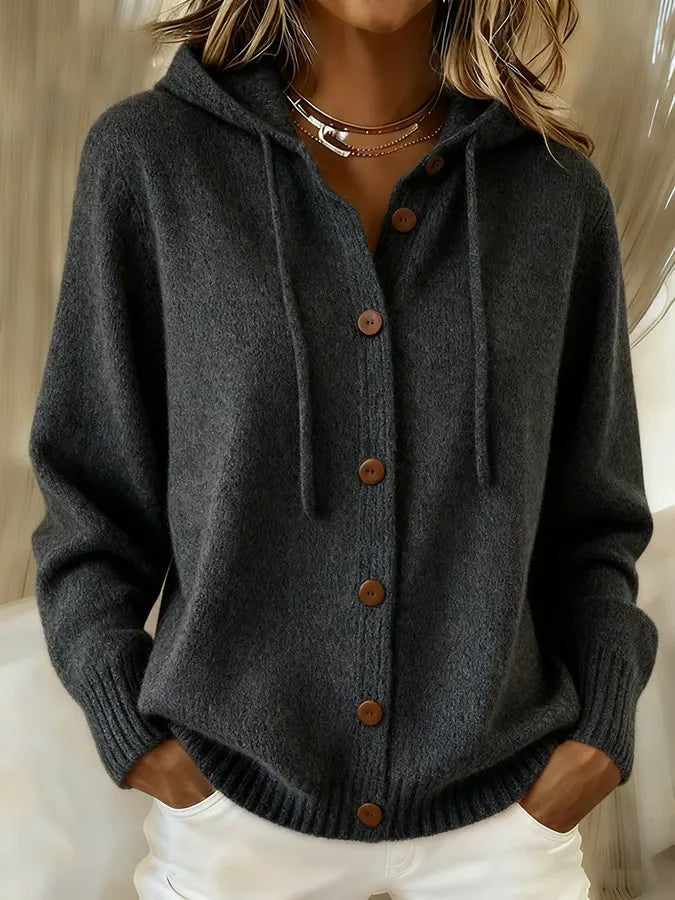 Brenda Kapuzen-Cardigan in Schwarz