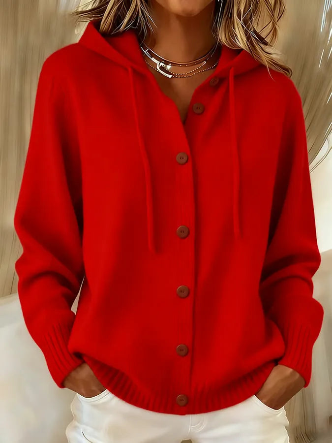 Brenda Kapuzen-Cardigan in Rot