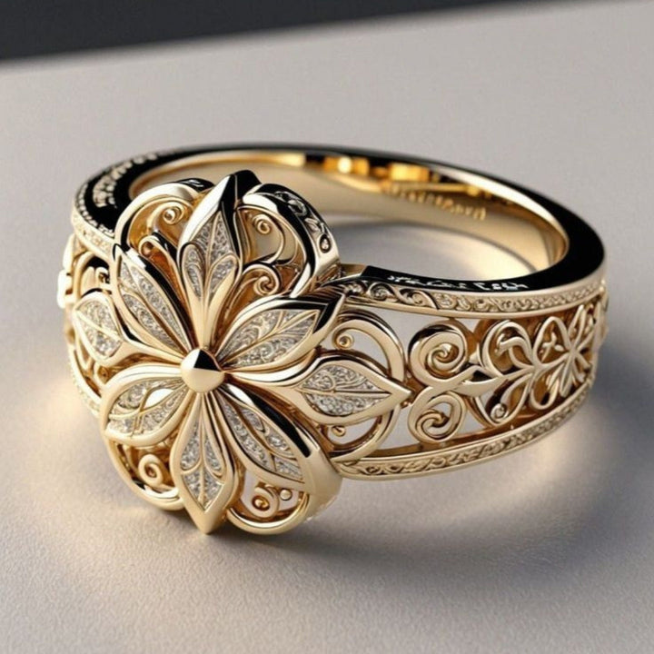 Blumen-Zirkonia Exotischer Goldring