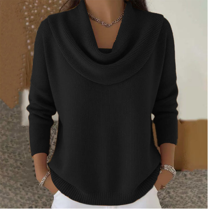 Marielle Pullover mit drapiertem Schalkragen in Schwarz