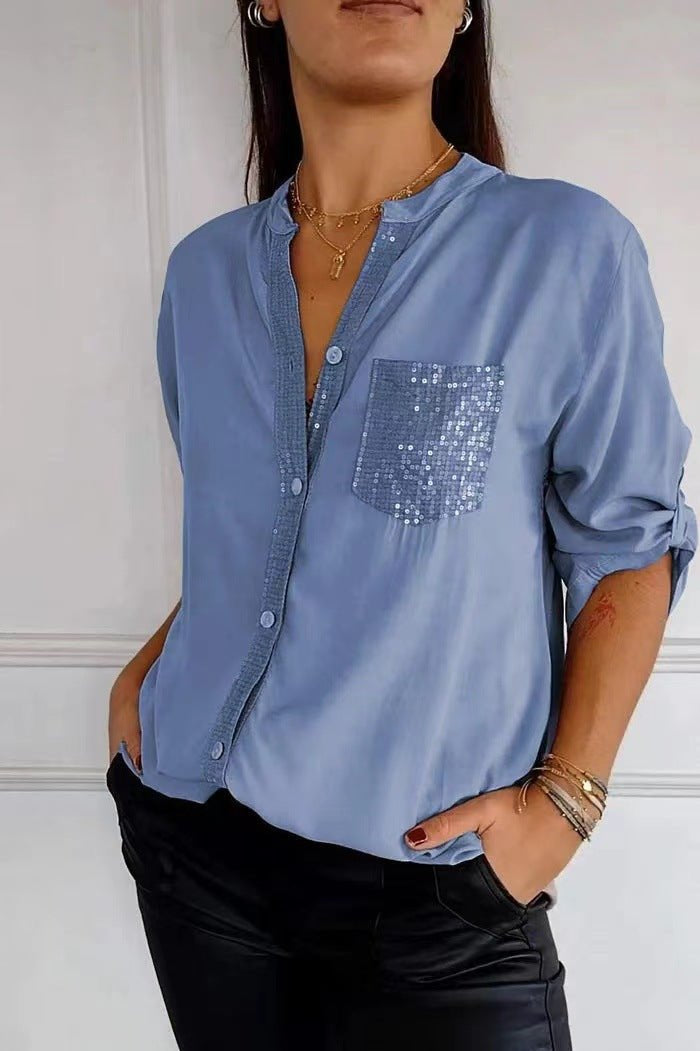 Glanzakzent | Top mit Pailletten-Detail