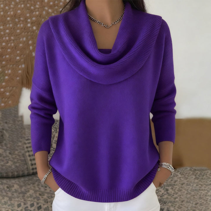 Marielle Pullover mit drapiertem Schalkragen in Violett