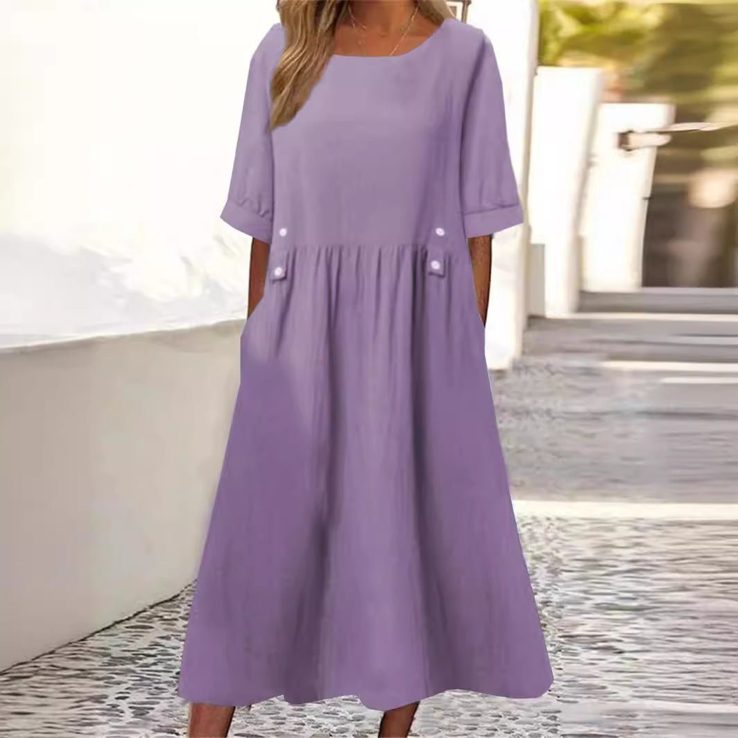 Knopfzier | Midikleid mit Taschen
