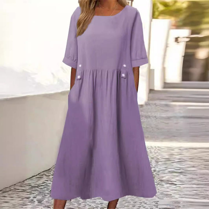 Knopfzier | Midikleid mit Taschen