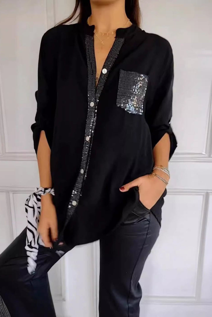 Glanzakzent | Top mit Pailletten-Detail