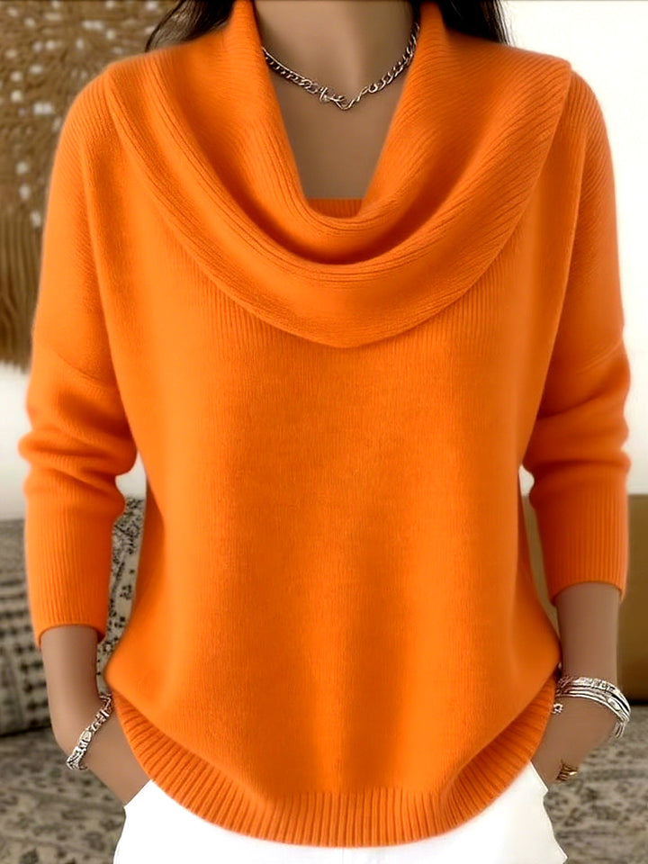 Marielle Pullover mit drapiertem Schalkragen in Orange