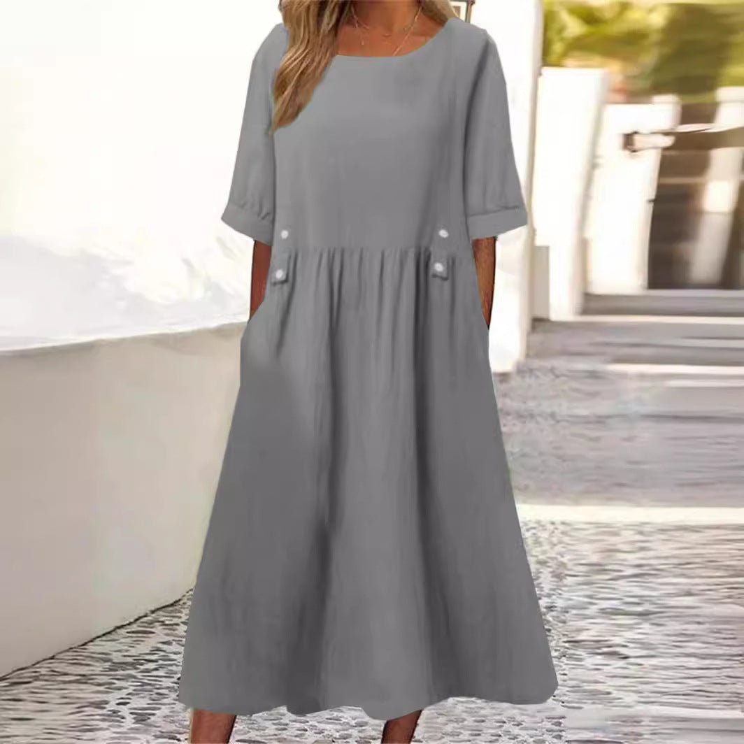 Knopfzier | Midikleid mit Taschen