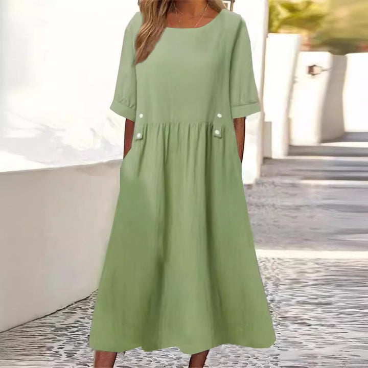 Knopfzier | Midikleid mit Taschen