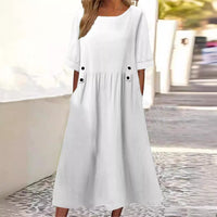 Knopfzier | Midikleid mit Taschen