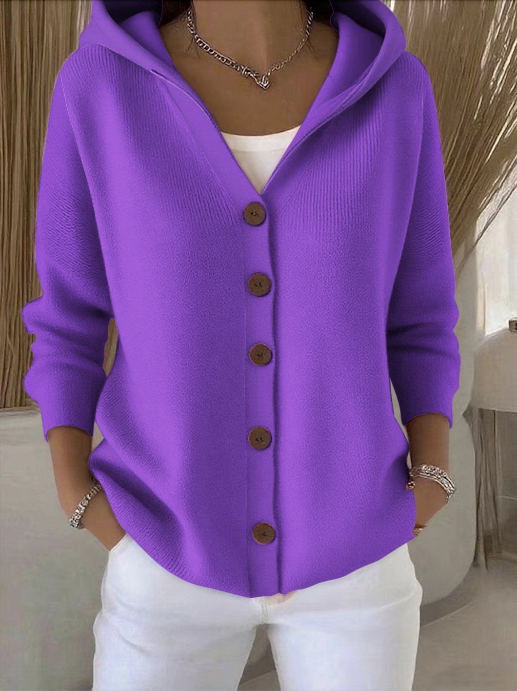Darienne Cardigan mit Kapuze in Violett