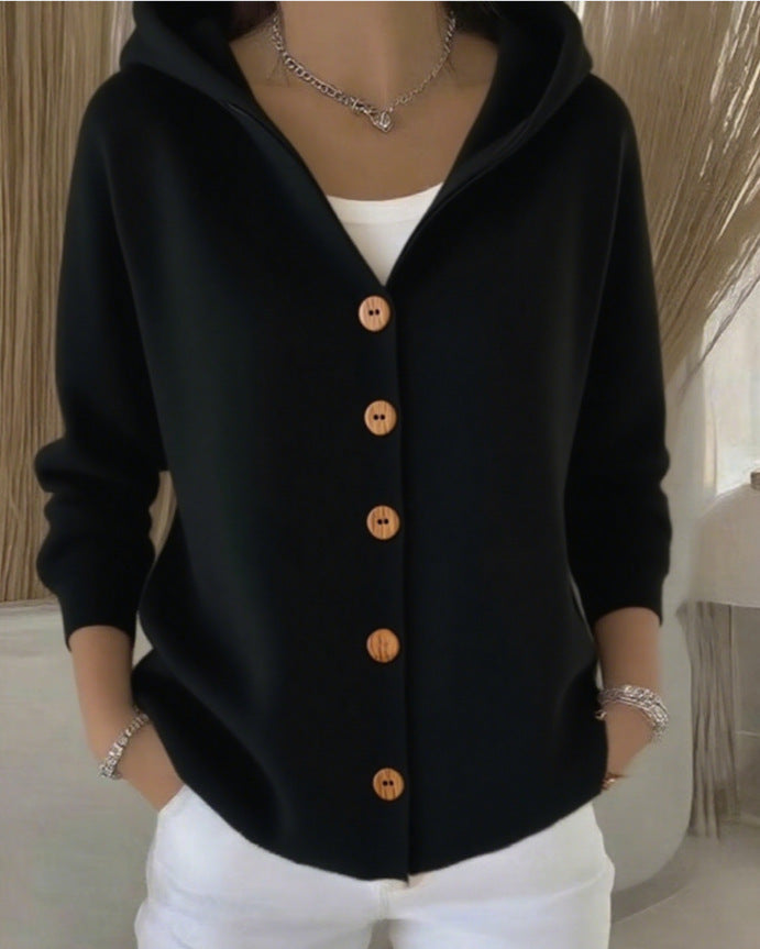 Darienne Cardigan mit Kapuze in Schwarz