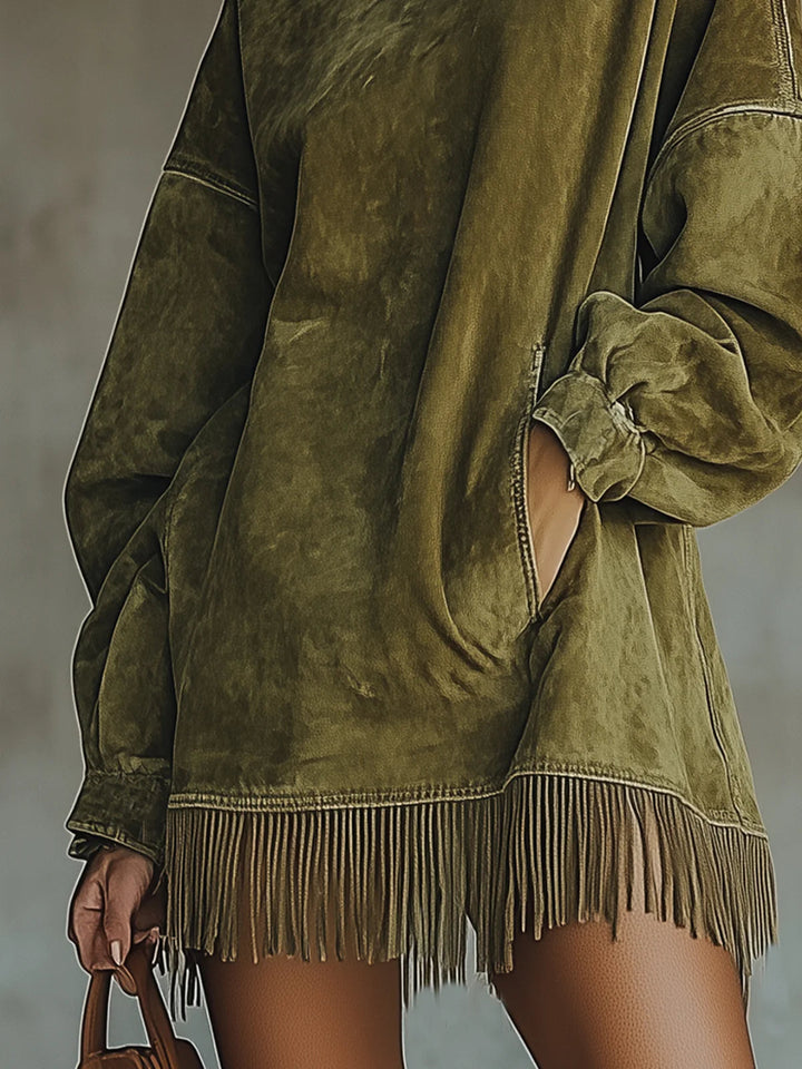 Janinefranse | Langarmeliges Minikleid mit Fransen
