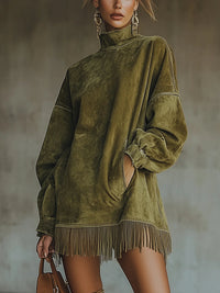 Janinefranse | Langarmeliges Minikleid mit Fransen