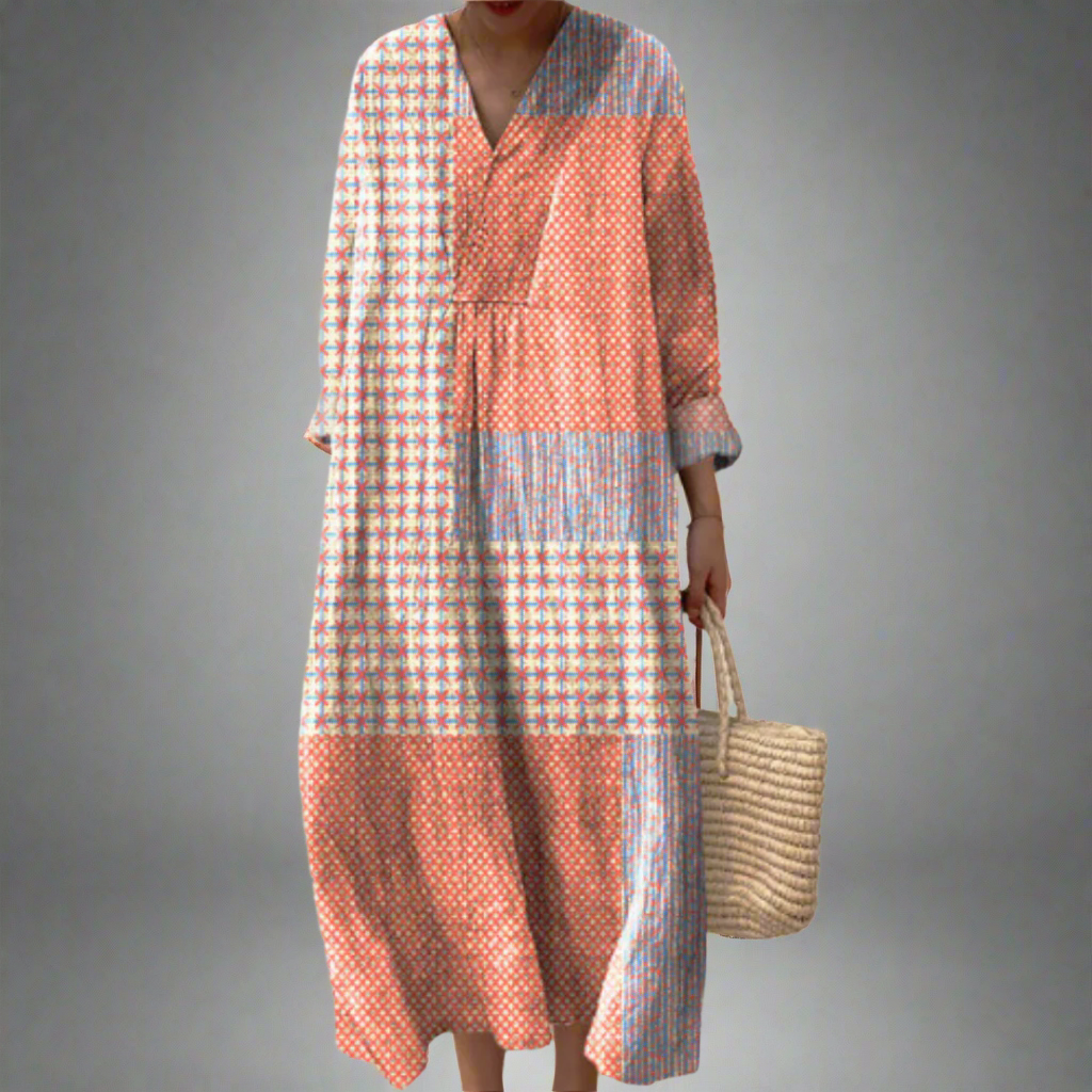 Norapatch | Patchwork-Midikleid mit Korallen- und Sternenmuster