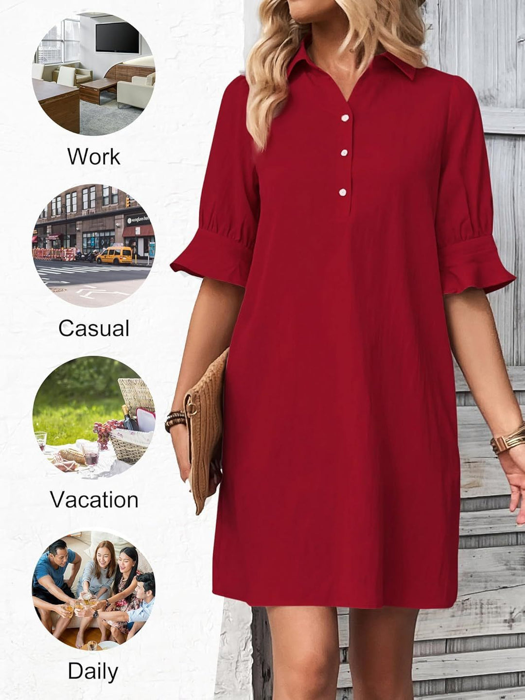 Rüschenchic | Elegantes Kleid mit Knopfleiste