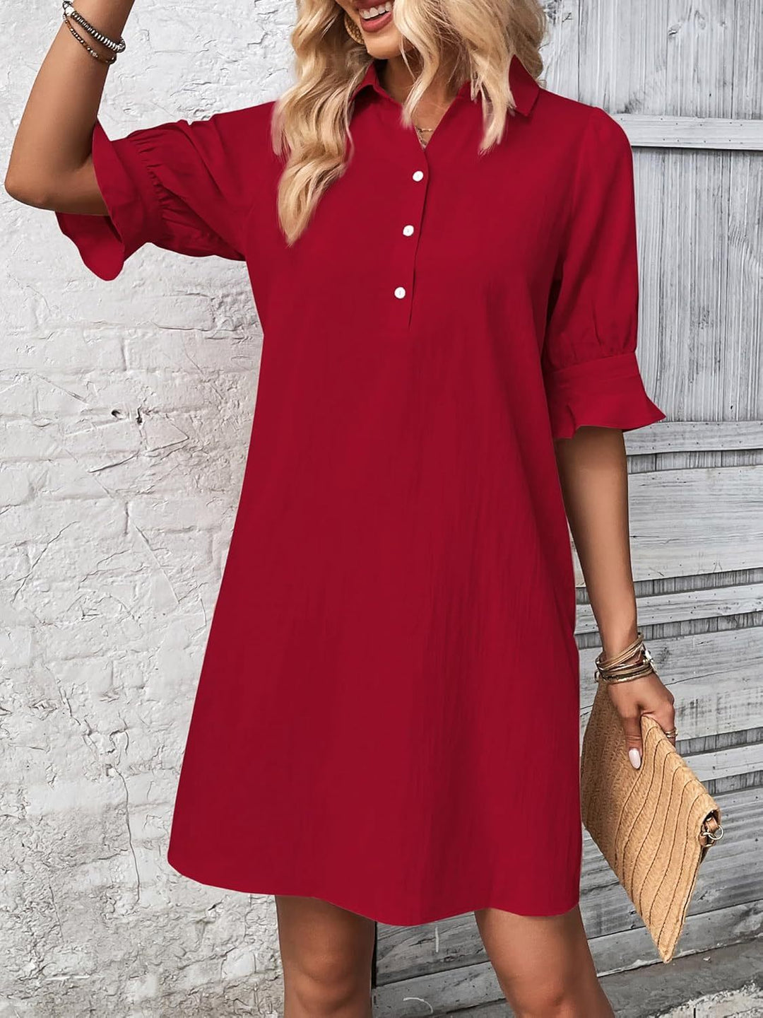 Rüschenchic | Elegantes Kleid mit Knopfleiste