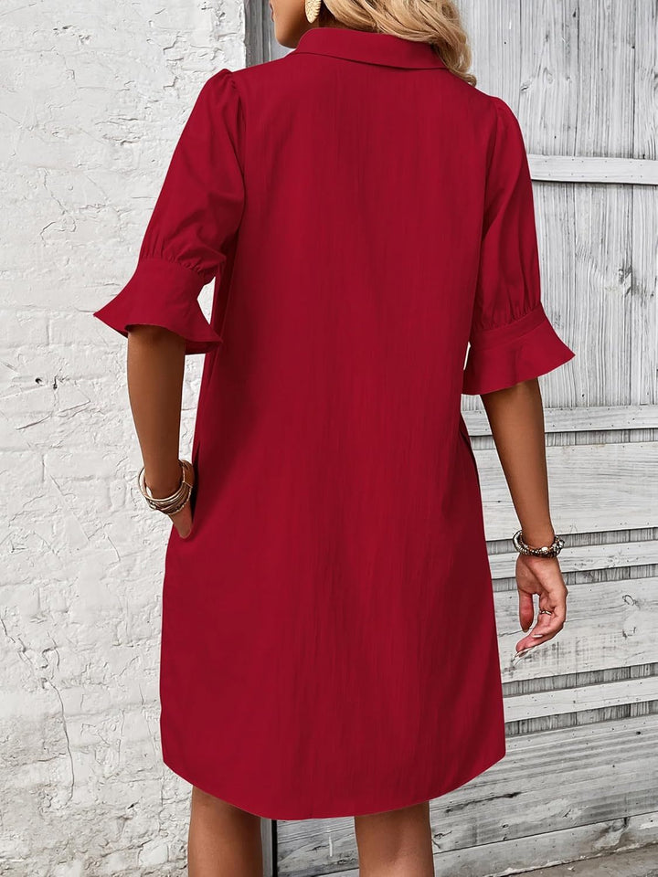 Rüschenchic | Elegantes Kleid mit Knopfleiste