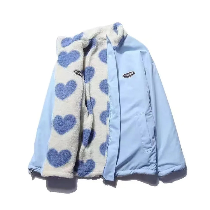 Herzflausch | Wendbare Fleece-Jacke mit Herzmuster