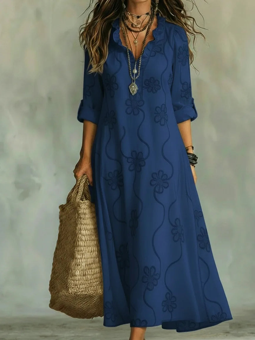 Sienna Blumen-Maxikleid Marineblau