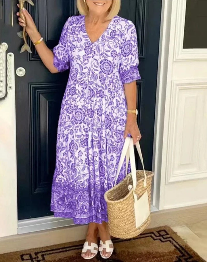 Blumenwiese | Maxikleid mit V-Ausschnitt