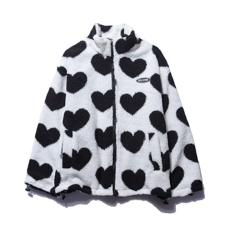 Herzflausch | Wendbare Fleece-Jacke mit Herzmuster